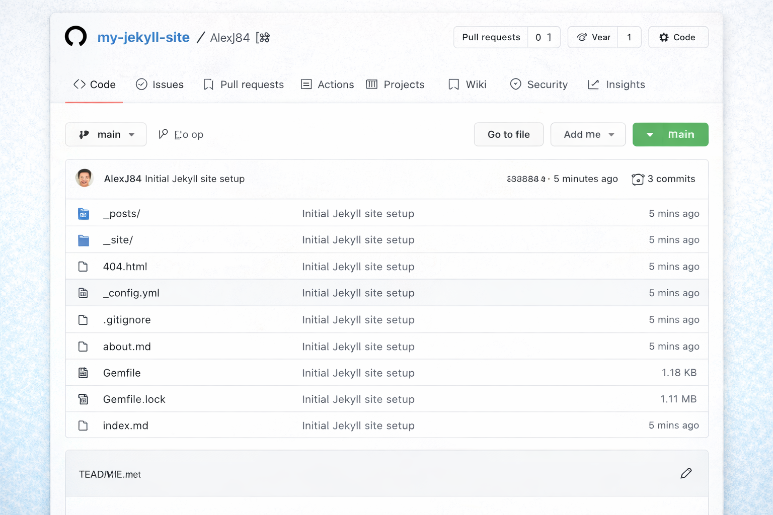 GitHub repository with Jekyll files